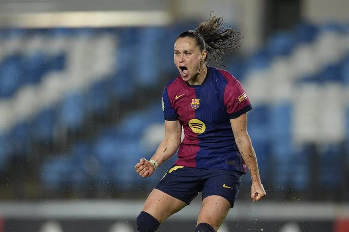 Archivo - Ewa Pajor celebra un gol con el Barça.
