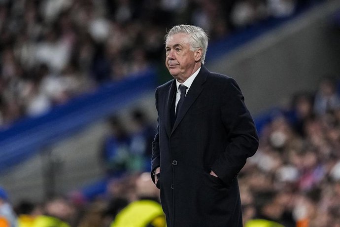 El entrenador del Real Madrid, Carlo Ancelotti, ante el Arsenal.