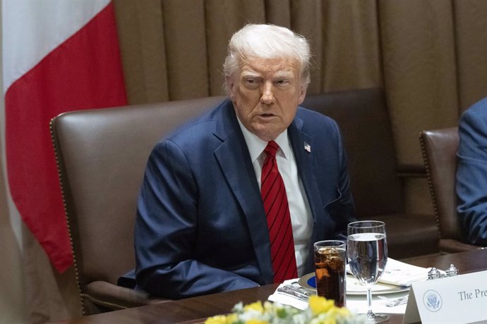 April 17, 2025, Washington, District Of Columbia, USA: United States President Donald J Trump and Prime Minister Giorgia Meloni of the Italian Republic address the media during a lunch at the White House in Washington, DC, US, on Thursday, April 17, 2025
