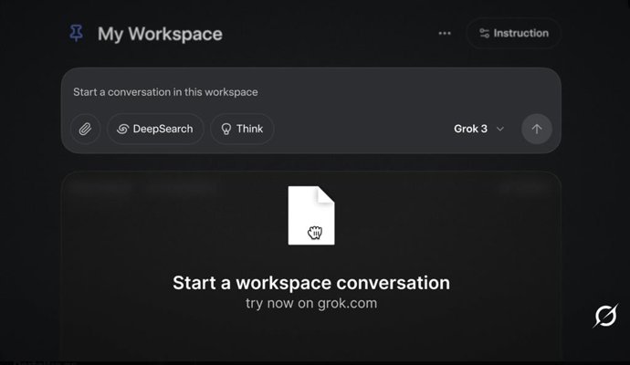 Espaço de trabalho na Grok
