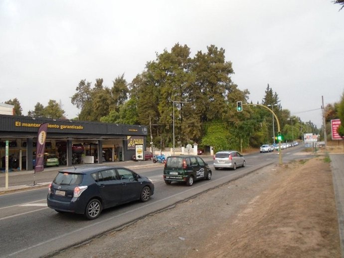 Archivo - Carretera A-8076 a su paso por Gines (Sevilla).