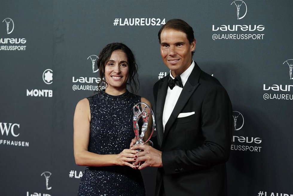Archivo - Xisca Perelló y Rafa Nadal reciben en nombre de la Fundación Rafa Nadal el premio Laureus a 'Sport for Good', en la Galería de Cristal, a 22 de abril de 2024, en Madrid (España). El Palacio de Cibeles de Madrid acoge la gala de la 25 edición d
