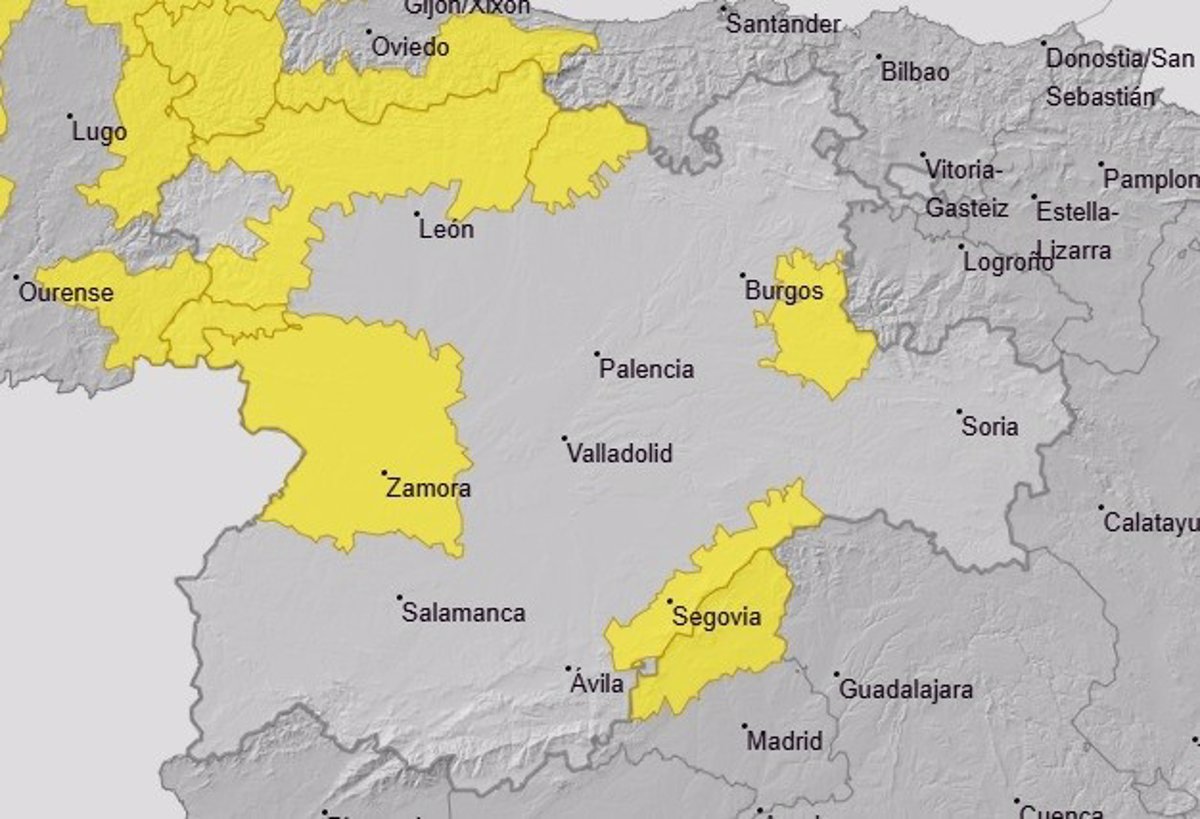 Activos este sábado avisos por nieve en Burgos, León, Palencia, Segovia y Zamora