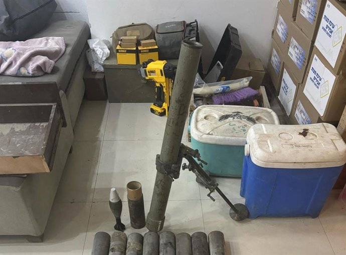 Mortero incautado por las Fuerzas Armadas israelíes en la Franja de Gaza