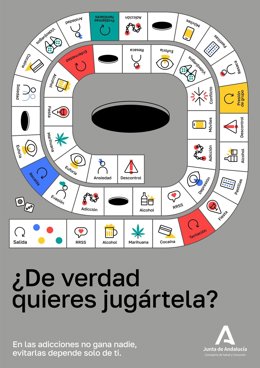 Cartel de la campaña contra las adicciones de la Junta de Andalucía.