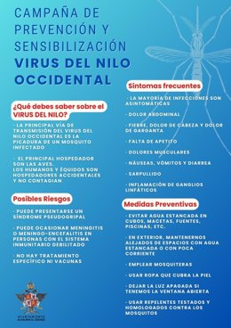 Cartel promocional con información de sensibilización sobre el virus.