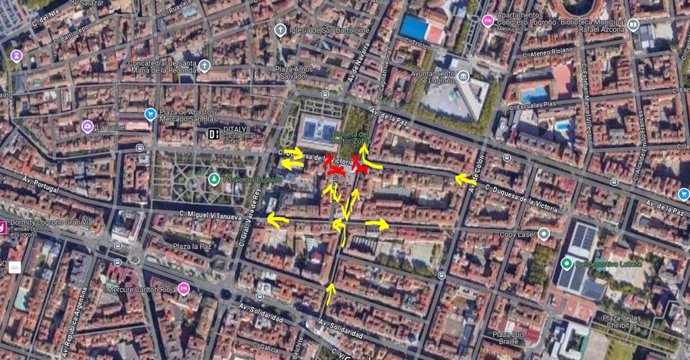 Croquis con ortofoto de la afectación en la zona de la Glorieta