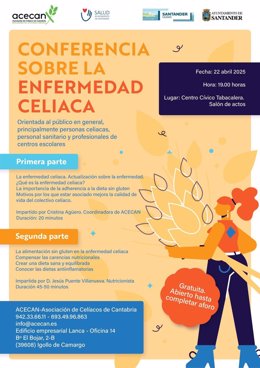 El centro cívico Tabacalera acogerá este martes una conferencia sobre celiaquía