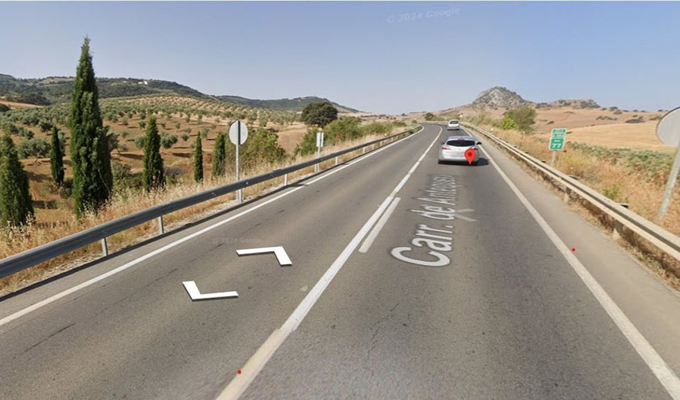 Lugar del accidente mortal en Olvera.