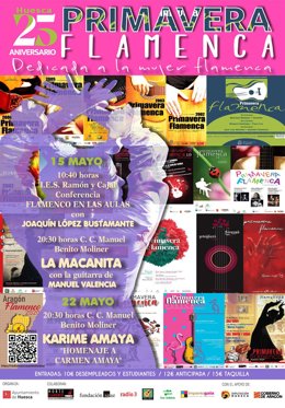 Cartel del Primavera Flamenca de Huesca que este año conmemora su 25º aniversario.