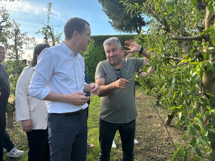 El conseller de Agricultura, Ganadería, Pesca y Alimentación, Òscar Ordeig, visita las fincas agrarias afectadas por el pedrisco