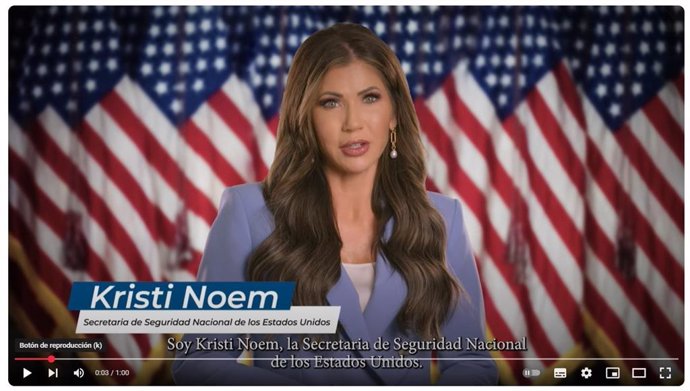 La secretaria de Seguridad Nacional de Estados Unidos, Kristi Noem