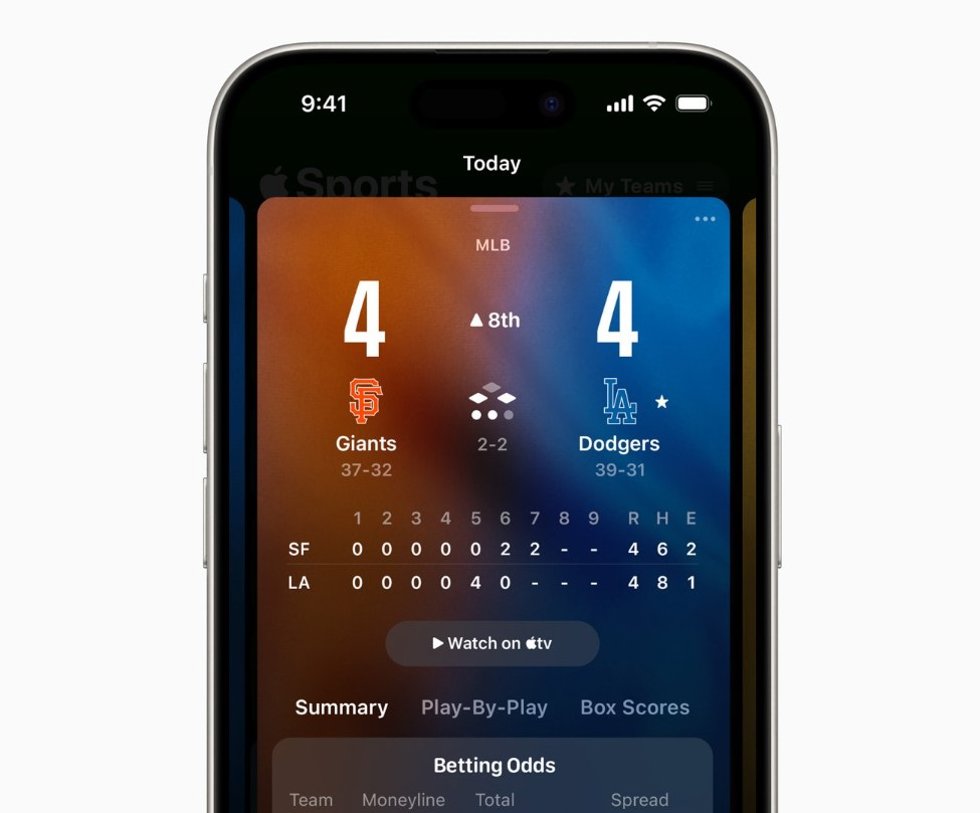 Aplicación Apple Sports.