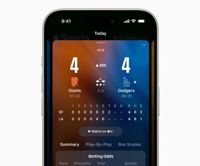 Aplicativo Apple Sports.