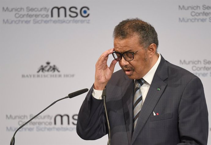 Archivo - FILED - 15 February 2020, Munich: Tedros Adhanom Ghebreyesus, Director-General of the World Health Organization, speaks during the 56th Munich Security Conference. Young people around the world must face the reality that the novel coronavirus at