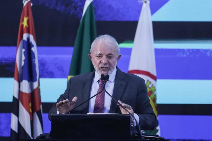 8 de abril de 2025, São Paulo, São Paulo, Brasil: SAO PAULO (SP) 08/04/2025 - Evento / Feicon 2025 - O presidente Luiz Inácio Lula da Silva na cerimônia de abertura da Feicon 2025, evento da indústria da construção que será realizado em São Paulo de 8 a 1