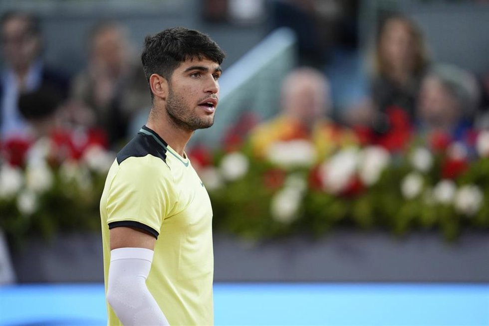 Archivo - El tenista español Carlos Alcaraz durante el Mutua Madrid Open 2024.