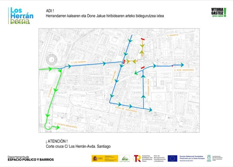 Corte dle tráfico rodado en Los Herrán con Santiago