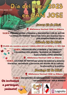La Asociación Vecinal San José celebrará el Día del Libro con diferentes actividades literarias por el barrio