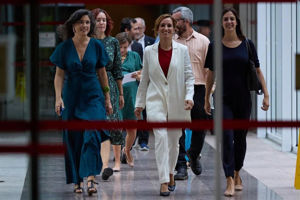 Archivo - La coportavoz y diputada de Más Madrid, Manuela Bergerot (1i); la diputada de Más Madrid, María Pastor Valdés (2i); la portavoz de Más Madrid en la Asamblea, Mónica García (c), y la portavoz de Más Madrid en el Ayuntamiento, Rita Maestre (1d),