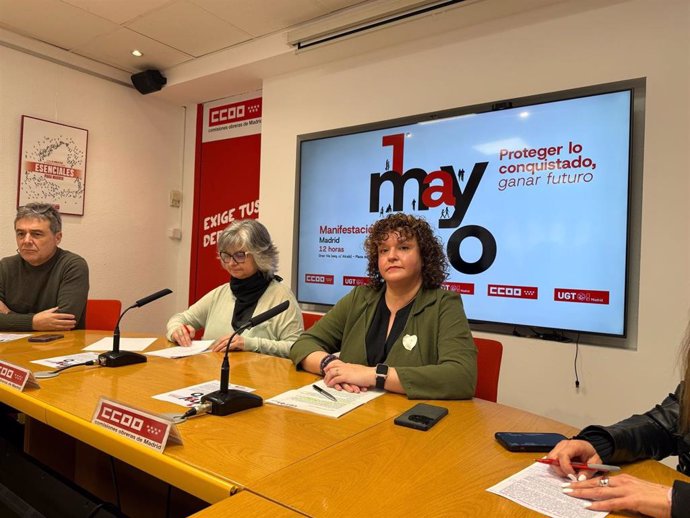 Rueda de prensa de CC.OO. Y UGT sobre las acciones que llevará a cabo por el 1º de Mayo, Día Internacional de Trabajador.
