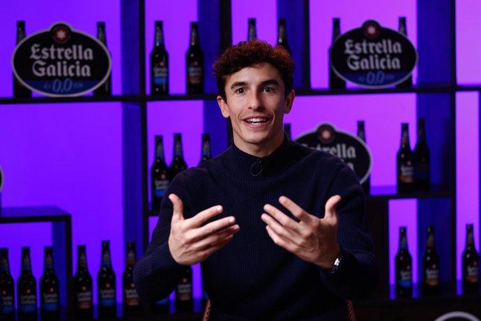 Archivo - Marc Marquez attends an interview of Alex Marquez and Marc Marquez from Estrella Galicia 0,0 to Europa Press at Phygital Hub on January 10, 2024 in Madrid, Spain.