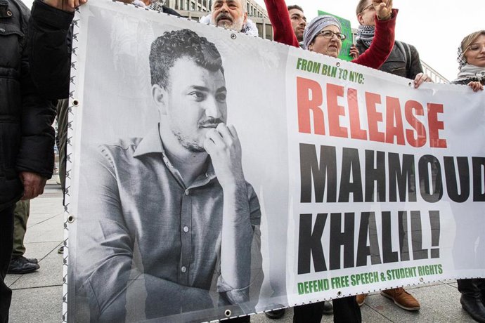 Archivo - Protestas exigiendo la liberación de Mahmoud Khalil