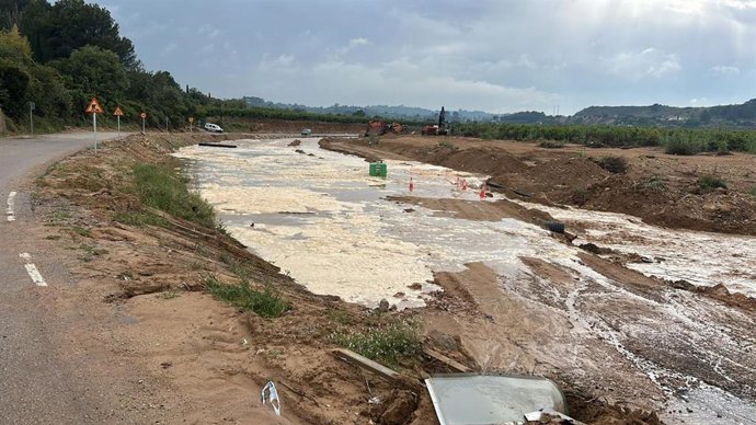 Barranco de l'Horteta con agua acumulada por la lluvia
