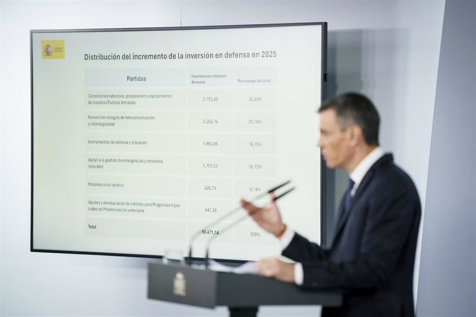 El presidente del Gobierno, Pedro Sánchez, comparece en el Palacio de la Moncloa, a 22 de abril de 2025, en Madrid (España). 