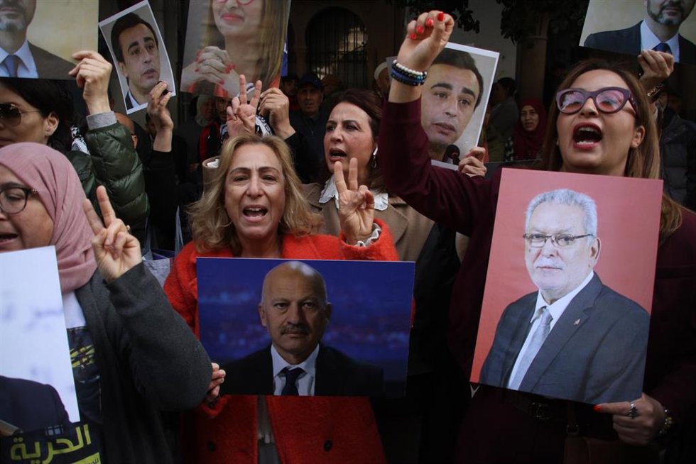 Archivo - Protestas contra el juicio a los 40 acusados en Túnez
