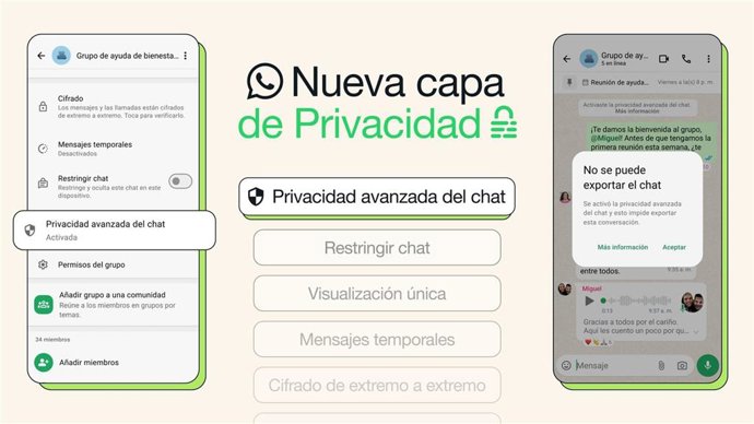 Privacidad para el contenido de los chats en WhatsApp