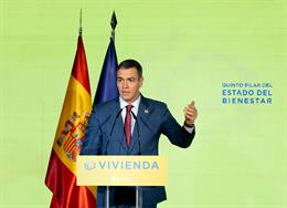 Sánchez presentará mañana el Perte de Vivienda para la construcción industrializada Archivo - El presidente del Gobierno, Pedro Sánchez, interviene durante el foro 'Vivienda, quinto pilar del Estado del Bienestar'.