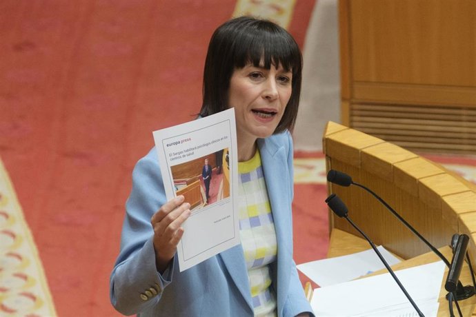 La portavoz nacional del BNG, Ana Pontón, interviene durante el debate sobre el Estado de la Autonomía, a 23 de abril de 2025, en Santiago de Compostela, A Coruña, Galicia.