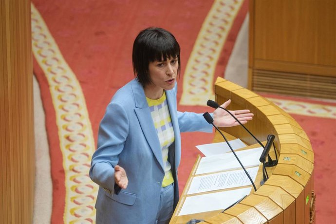 La portavoz nacional del BNG, Ana Pontón, interviene durante el debate sobre el Estado de la Autonomía, a 23 de abril de 2025, en Santiago de Compostela, A Coruña, Galicia.