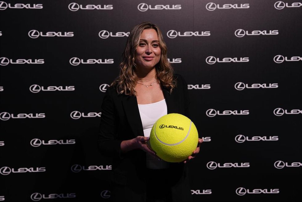 Paula Badosa poses for photo during the presentation of Paula Badosa as the new Lexus ambassador celebrated at Four Seasons Hotel on April 22, 2025 in Madrid, Spain.