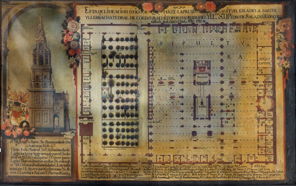 Plano anónimo de 1741 de la Mezquita-Catedral (Archivo de la Catedral de Córdoba)