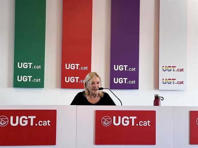 La secretaria general de UGT de Catalunya, Reyes Solaz.