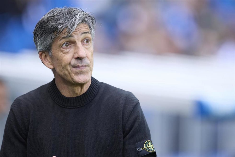 El entrenador de la Real Sociedad, Imanol Alguacil, ante el Real Valladolid CF en el Reale Arena. 