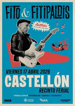Castelló acogerá el 17 de abril de 2026 uno de los conciertos de la gira nacional de Fito & Fitipaldis
