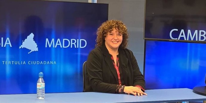 La secretaria general de UGT Madrid, Susana Huertas Moya, en una entrevista en Canal 33 TV.