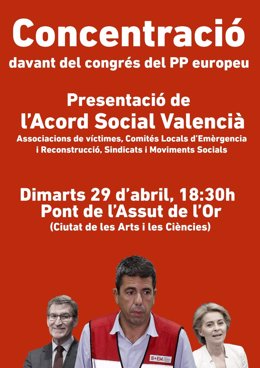 Asociaciones de víctimas dana y entidades sociales denunciarán frente al Congreso del PPE la "negligencia" del Consell