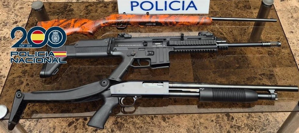 Armas intervenidas en una operación policial en Málaga
