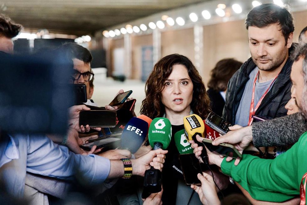 La presidenta de la Comunidad de Madrid, Isabel Díaz Ayuso,  durante la presentación del circuito de Fórmula 1 Madring, en IFEMA Madrid