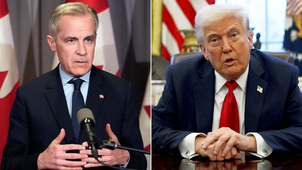 Composición fotográfica con el primer ministro de Canadá, Mark Carney, y el presidente de Estados Unidos, Donald Trump.
