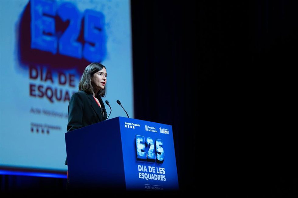 La consellera de Interior y Seguridad Pública de la Generalitar, Núria Parlon, durante el acto Nacional del Dia de Les Esquadres