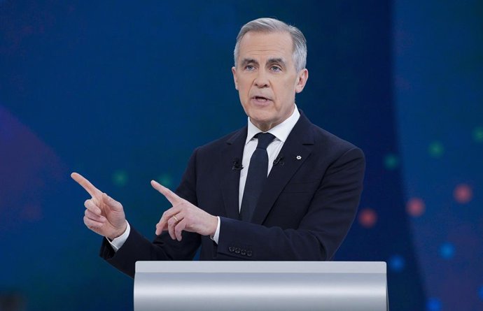 17 de abril de 2025, Montreal, Pq, Canadá: O líder liberal Mark Carney participa do debate de líderes federais em inglês em Montreal, quinta-feira, 17 de abril de 2025.