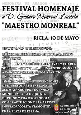 Cartel del Festival Homenaje al Maestro Monreal, en Ricla (Zaragoza).