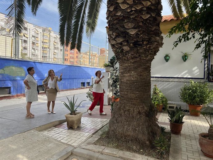 La viceportavoz municipal socialista, Begoña Medina, en el barrio de Girón-Delicias junto con vecinas