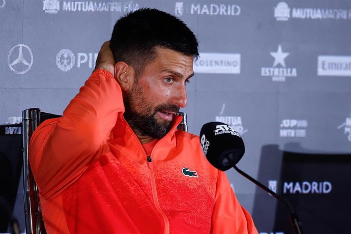 Novak Djokovic en rueda de prensa tras caer en su debut en el Mutua Madrid Open 2025