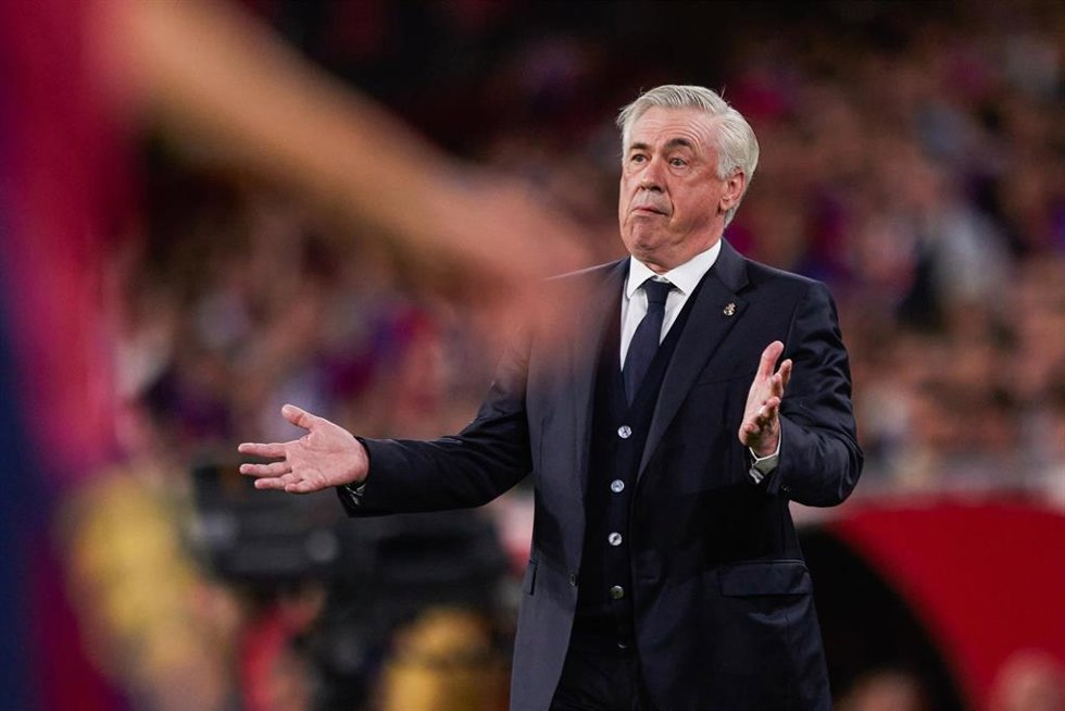 El entrenador del Real Madrid, Carlo Ancelotti, en la final de la Copa del Rey 2024-2025.